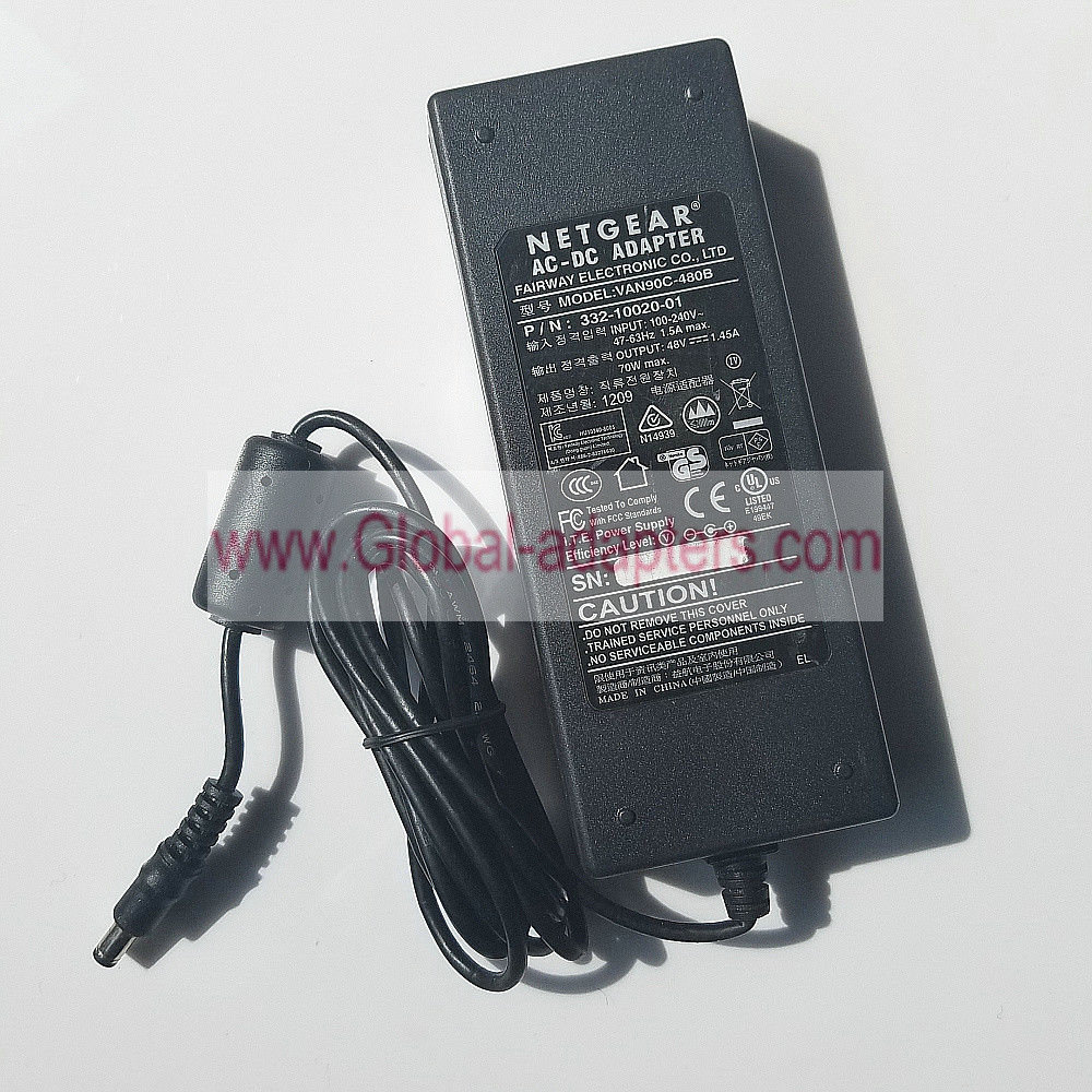 New Netgear 332-10200-01 VAN90C-480B 48V 1.45A 70W AC Power Adapter Charger